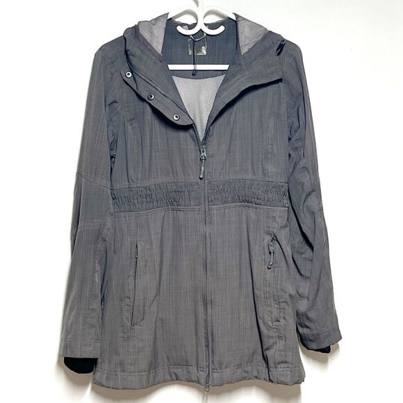NWOT ATHLETA Hooded Windbreaker Trench Taupe Gray Sz S - Picture 1 of 8